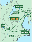 伊吹山から能褒野への行程図