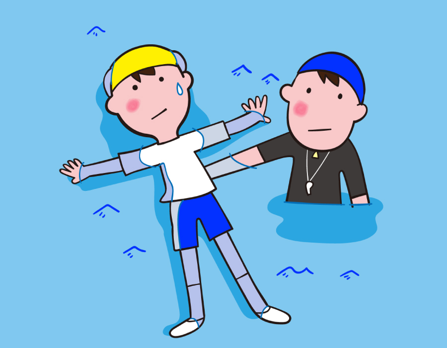 親子で着衣泳教室