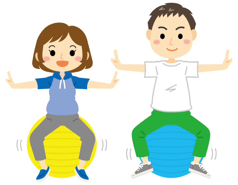 バランスボールでエクササイズ