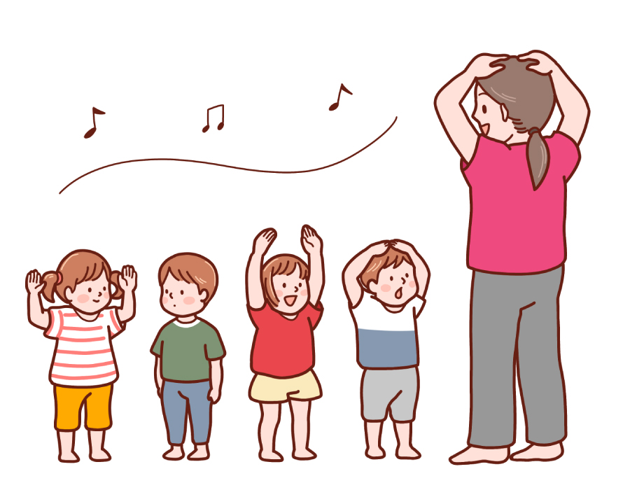 音に合わせて身体を動かす