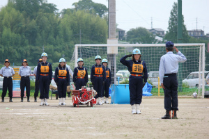 消防操法大会での軽可搬操法の展示の様子